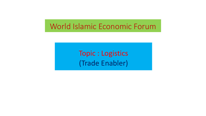 world islamic economic forum