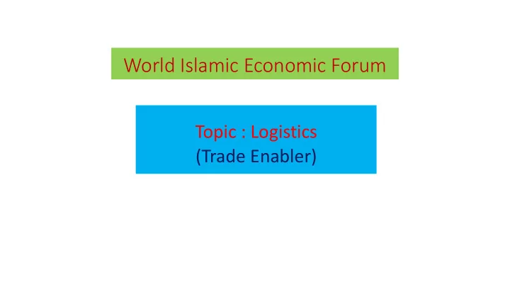 world islamic economic forum