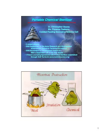 Portable Chemical Sterilizer  Portable Chemical Sterilizer  Dr. Christopher Doona  Dr. Christopher