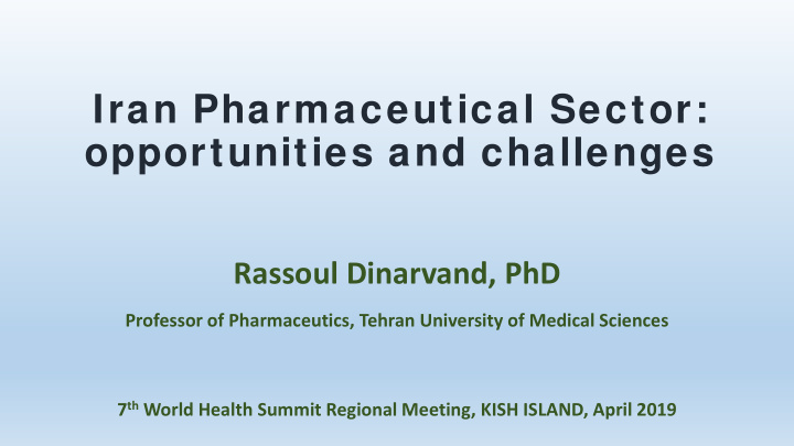 iran pharmaceutical sector opportunities and challenges