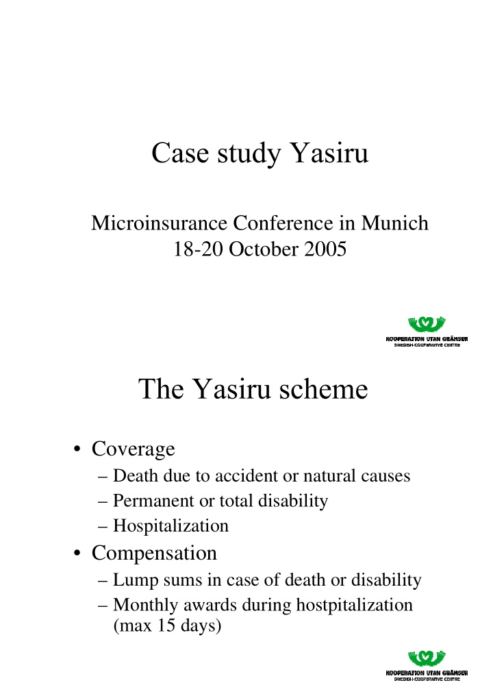 microinsurance conference in munich 18 20 october 2005