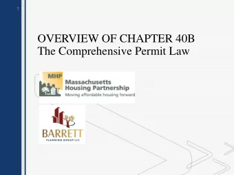The Comprehensive Permit Law  2 z  What is Chapter 40B?  The Commonwealths regional  planning