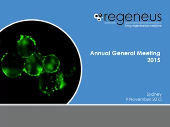 Annual General Meeting  2015  Sydney  9 November 2015 otice  Im  Impor  porta  tant N  nt Notic