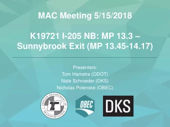 Sunnybrook Exit (MP 13.45-14.17)  Presenters:  Tom Hamstra (ODOT)  Nate Schroeder (DKS)  Nicholas