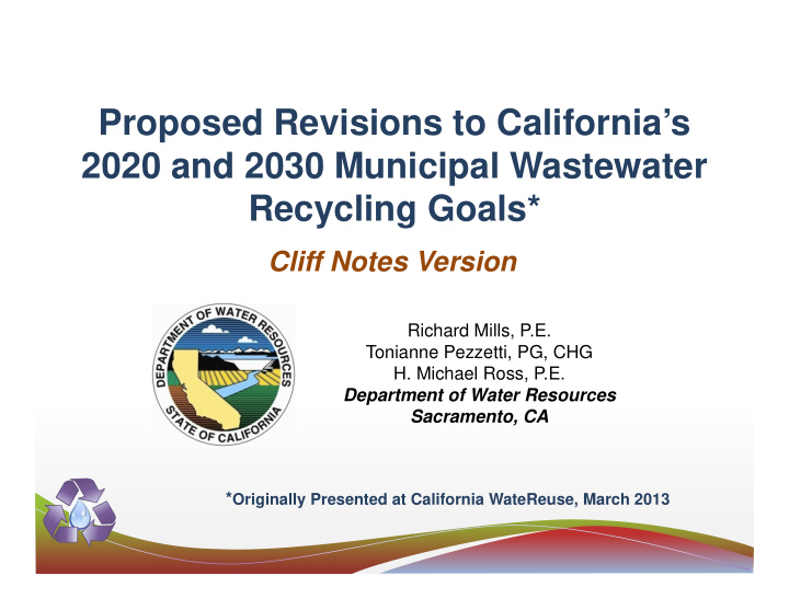 proposed revisions to california s 2020 and 2030