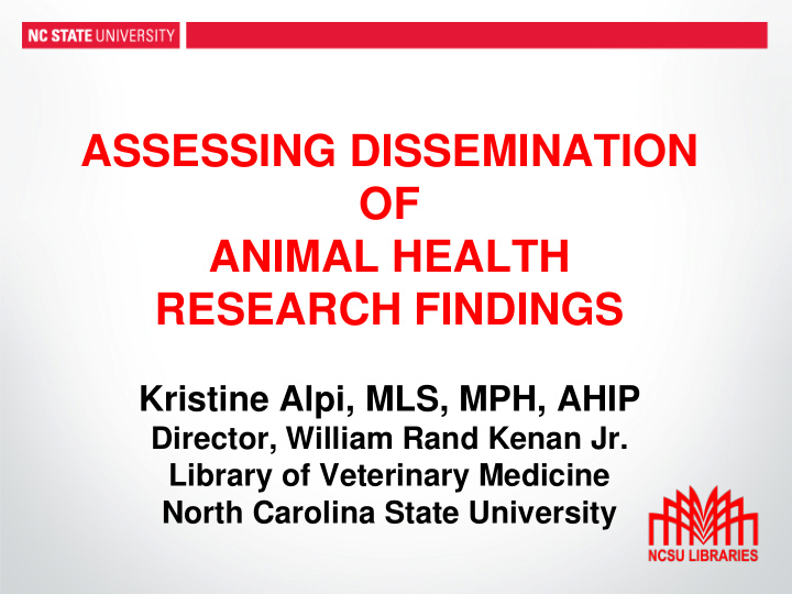 assessing dissemination of animal health research findings