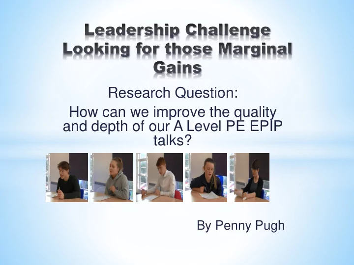 and depth of our a level pe epip
