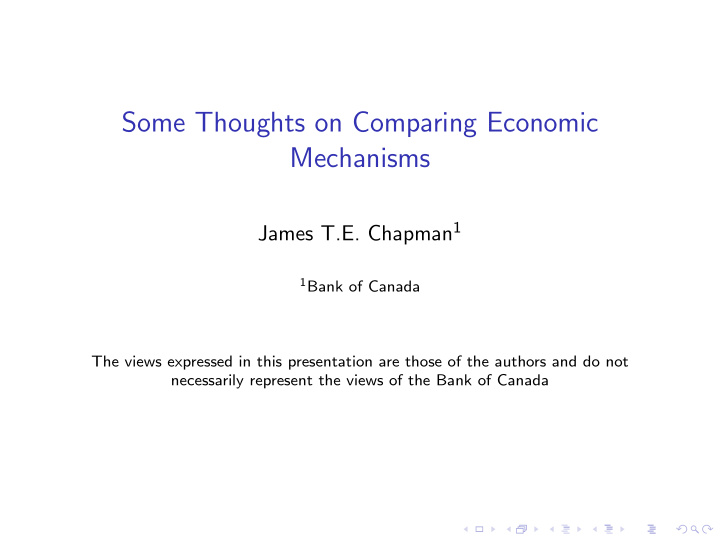 some thoughts on comparing economic mechanisms