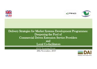De  Delivery S  y Strategies f  for M  Market S  Sys  ystems De  Development P  Programmes:  De