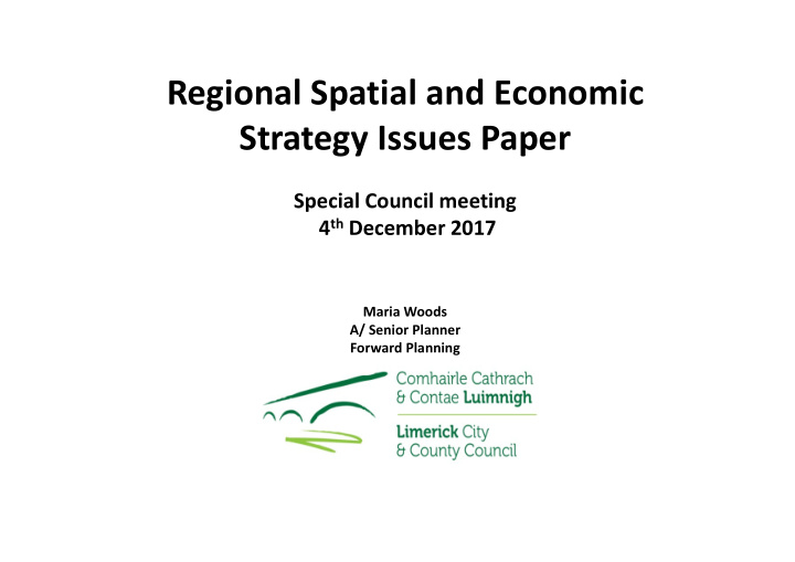 regional spatial and economic strategy issues paper