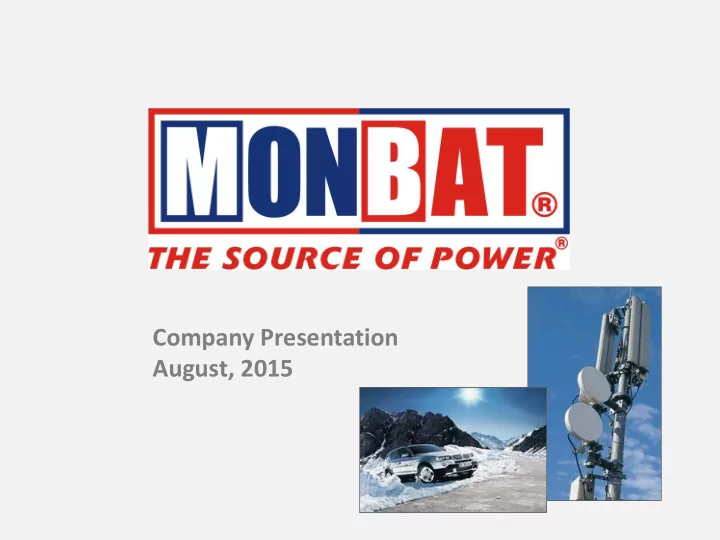 company presentation august 2015 company profile