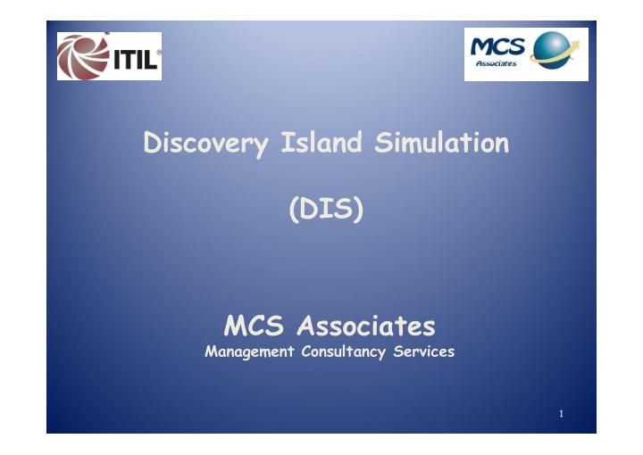 discovery island simulation dis mcs associates
