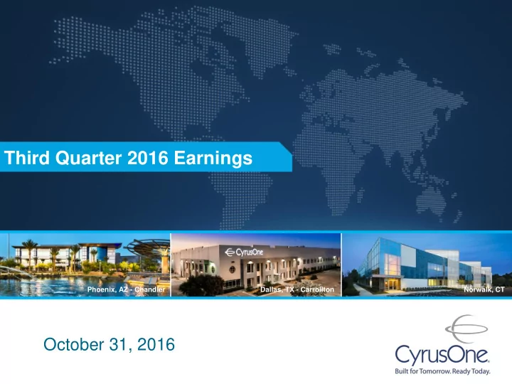third quarter 2016 earnings
