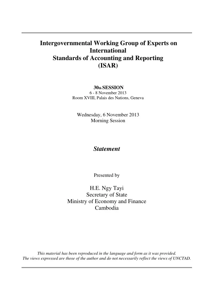 presented by h e ngy tayi secretary of state ministry of