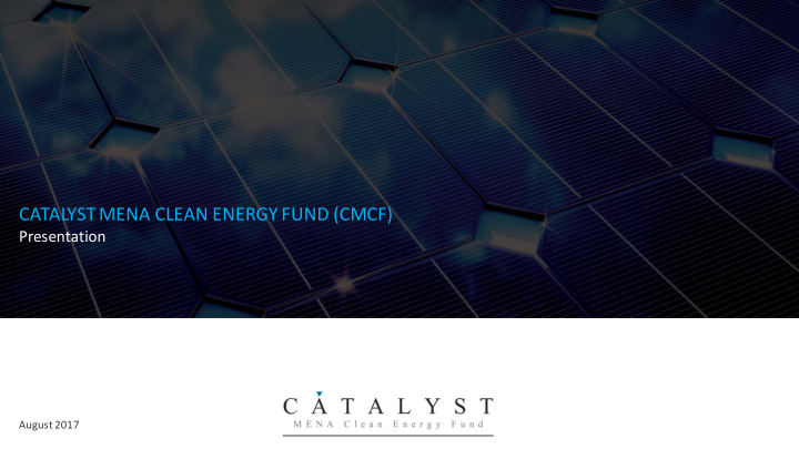 catalyst mena clean energy fund cmcf
