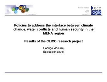 Policies to address the interface between climate  change, water conflicts and human security in