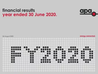 year ended 30 June 2020.  26 August 2020  disclaimer  This presentation has been prepared by