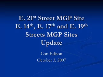 Street MGP Site  E. 21  Street MGP Site E. 14 th th , E. 17 , E. 17 th  th and E. 19 th  th  E. 14