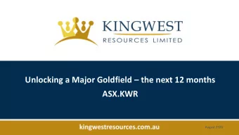 ASX.KWR  August 2020  Disclaimer  FOR CONSIDERATION This presentation has been prepared by Kingwest