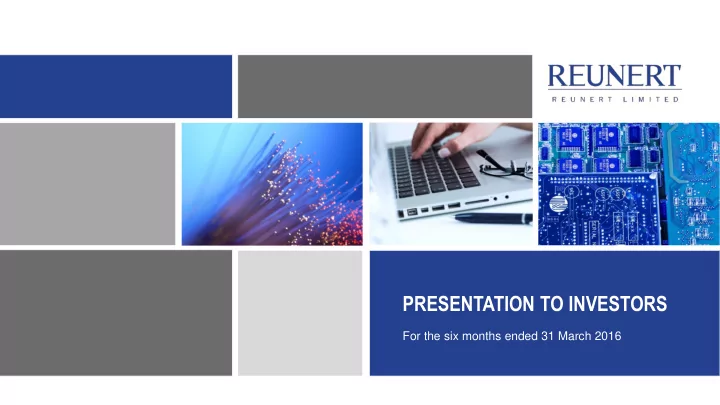 presentation to investors