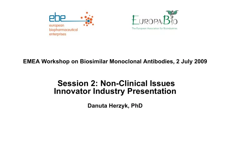 session 2 non clinical issues innovator industry