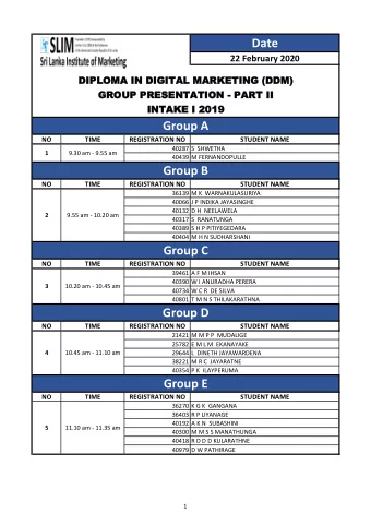 Date  22 February 2020  DIPLO  DI  PLOMA IN  MA IN DI  DIGITA  ITAL MAR  L MARKETI  ETING (D  (DDM)
