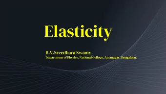 Elasticity  B.V.Sreedhara Swamy  Department of Physics, National College, Jayanagar, Bengaluru.  A