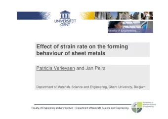 Effect of strain rate on the forming  behaviour of sheet metals  Patricia Verleysen and Jan Peirs