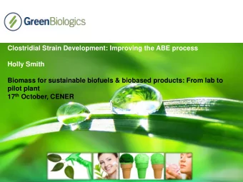 17 th October, CENER The ABE Process: A History Lesson ABE  A cetone, B utanol, E thanol    A