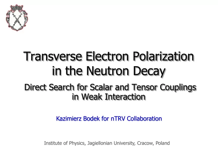 in the neutron decay