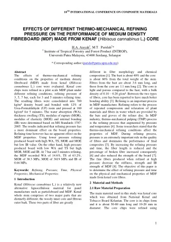 EFFECTS OF DIFFERENT THERMO-MECHANICAL REFINING  PRESSURE ON THE PERFORMANCE OF MEDIUM DENSITY