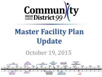 Update  October 19, 2015  Vision for Our Facilities Does the revised  Master Facility Plan