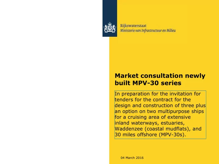 market consultation newly built mpv 30 series
