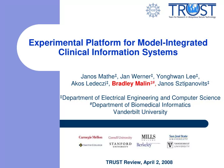 experimental platform for model integrated