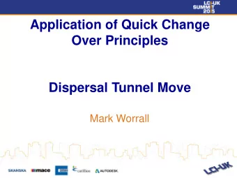 Application of Quick Change  Over Principles Dispersal Tunnel Move Mark Worrall Where does it fit?