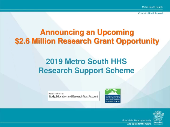announcing an upcoming 2 6 million research grant