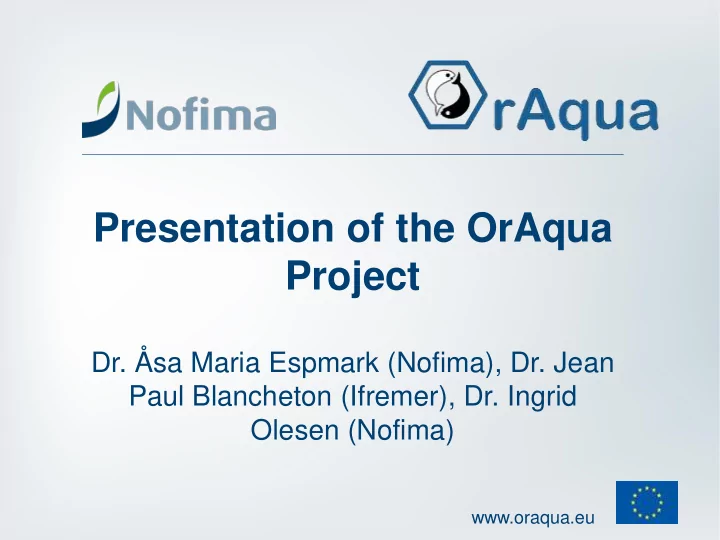presentation of the oraqua