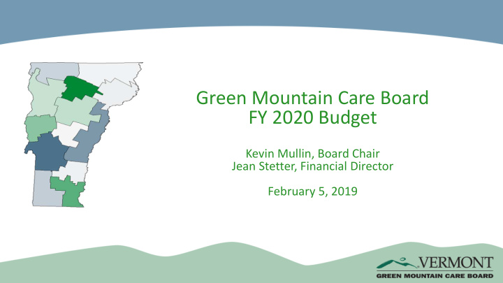 green mountain care board fy 2020 budget