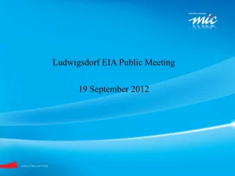 Ludwigsdorf EIA Public Meeting  19 September 2012  Index  Executive Summary  Page 1  Map of