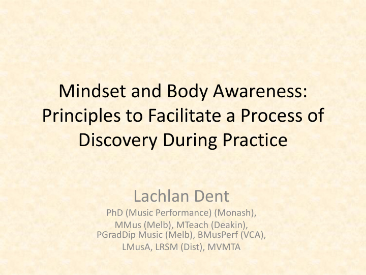 mindset and body awareness principles to facilitate a