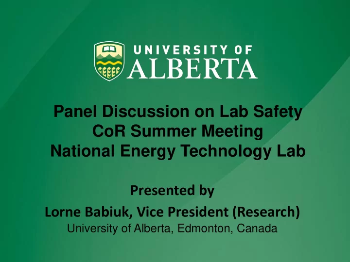 panel discussion on lab safety cor summer meeting