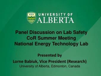 Panel Discussion on Lab Safety  CoR Summer Meeting  National Energy Technology Lab  Presented by