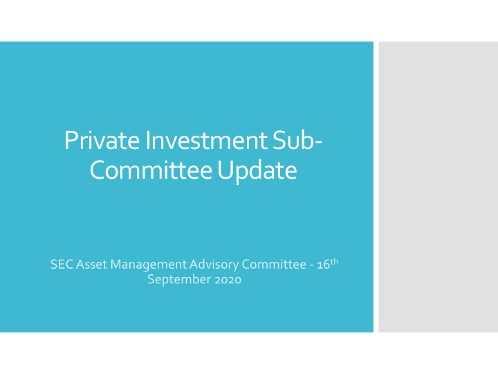 private investment sub committee update