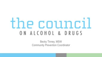 Becky Tinney, MSW  Community Prevention Coordinator  Overview  Background of The Council  Our