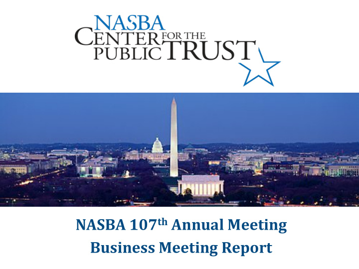 nasba 107 th annual meeting business meeting report what