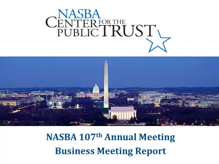 nasba 107 th annual meeting business meeting report what