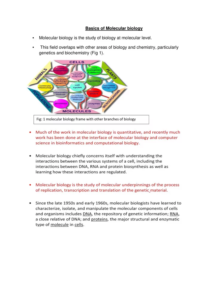 basics of molecular biology molecular biology is the
