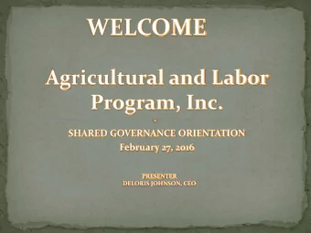 History of Agency  Organization Structure  Shared Governance Operations