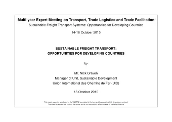Multi-year Expert Meeting on Transport, Trade Logistics and Trade Facilitation  Sustainable Freight