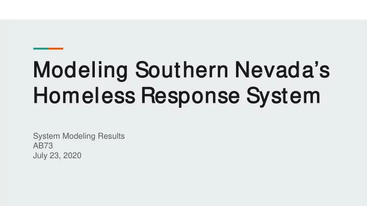 modeling s southern n nevad ada s a s homeless r ss resp